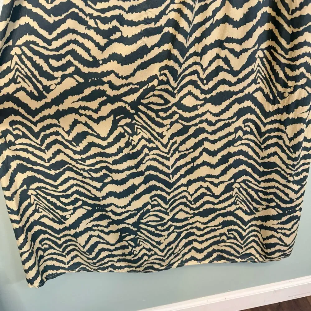 Soft Surroundings Maxi Dress L Tan Zebra Print Boho Smocked Resortwear Vacation - Picture 9 of 10
